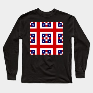 White Stars Blue Squares Red White Stripes Long Sleeve T-Shirt